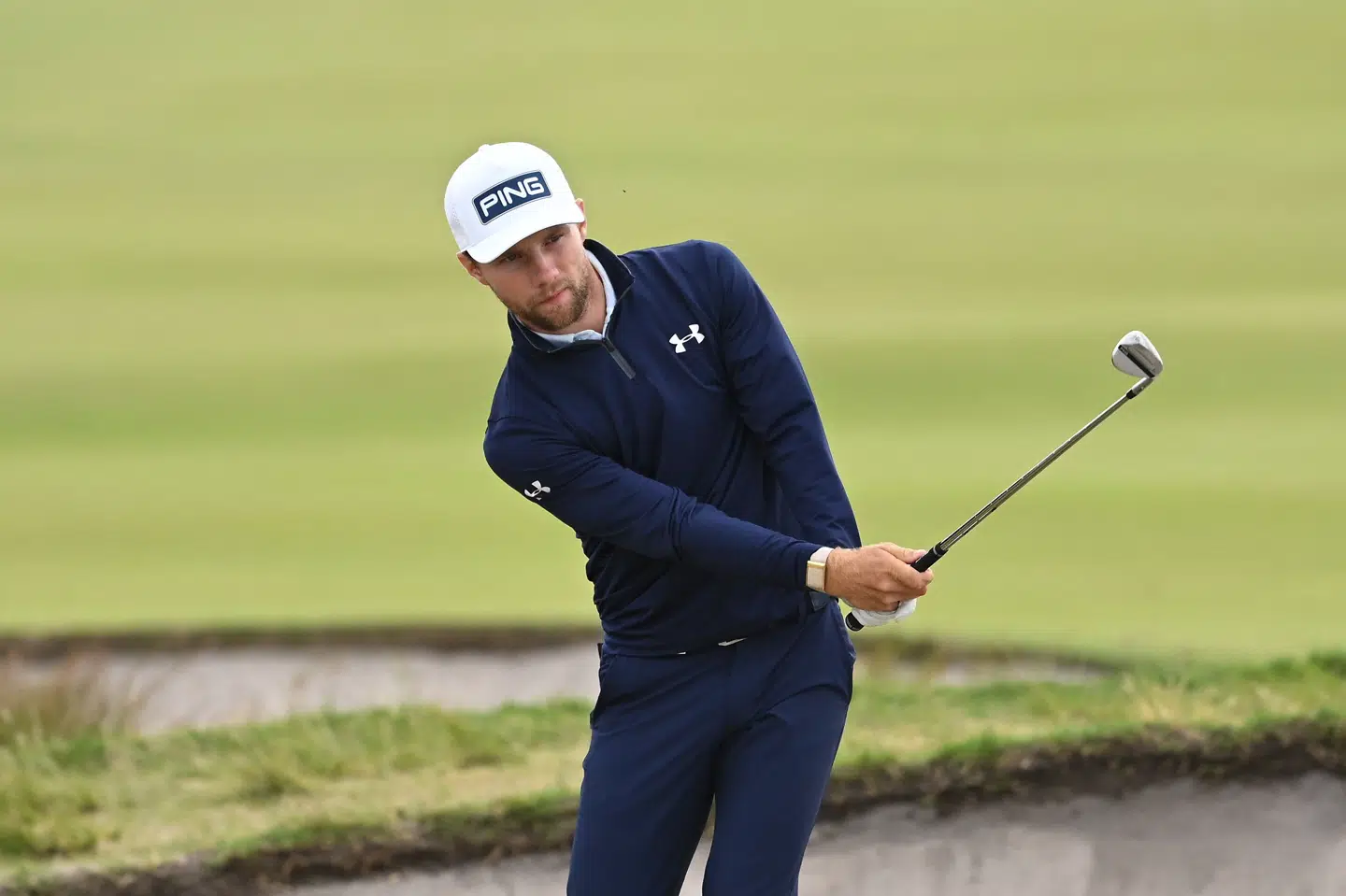Rasmus Neergaard har spillet forrygende ved golfturneringen Australian Open. Han ligger alene i spidsen før sidste runde i Melbourne. (Arkivfoto).