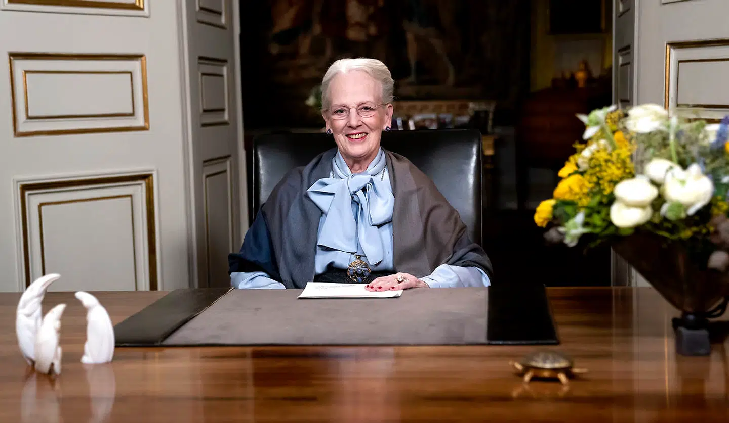 Dronning Margrethe holdt sin nytårstale fra modtagelsesværelset i Christian IXs Palæ på Amalienborg.