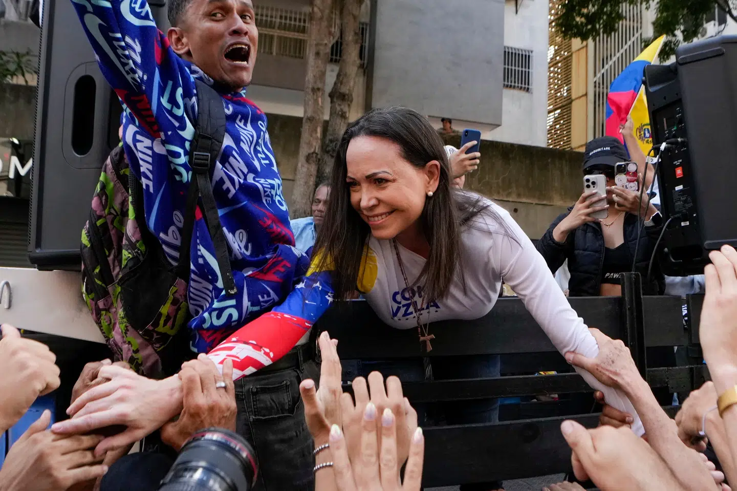 María Corina Machado skulle onsdag have modtaget Nobels fredspris i Oslo. Men hun er ikke i landet, oplyser Nobelinstituttet. Det er uklart, hvorfor den venezuelanske oppositionsleder ikke møder op. Hun har siden 2024 levet i skjul og er stor kritiker af Venezuelas præsident, Nicolás Maduro. (Arkivfoto).