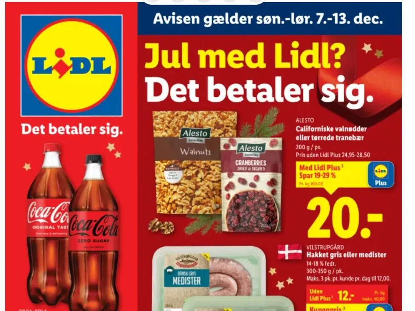 Den nye forside hos Lidl indeholder tørrede tranebær og Valnødder.