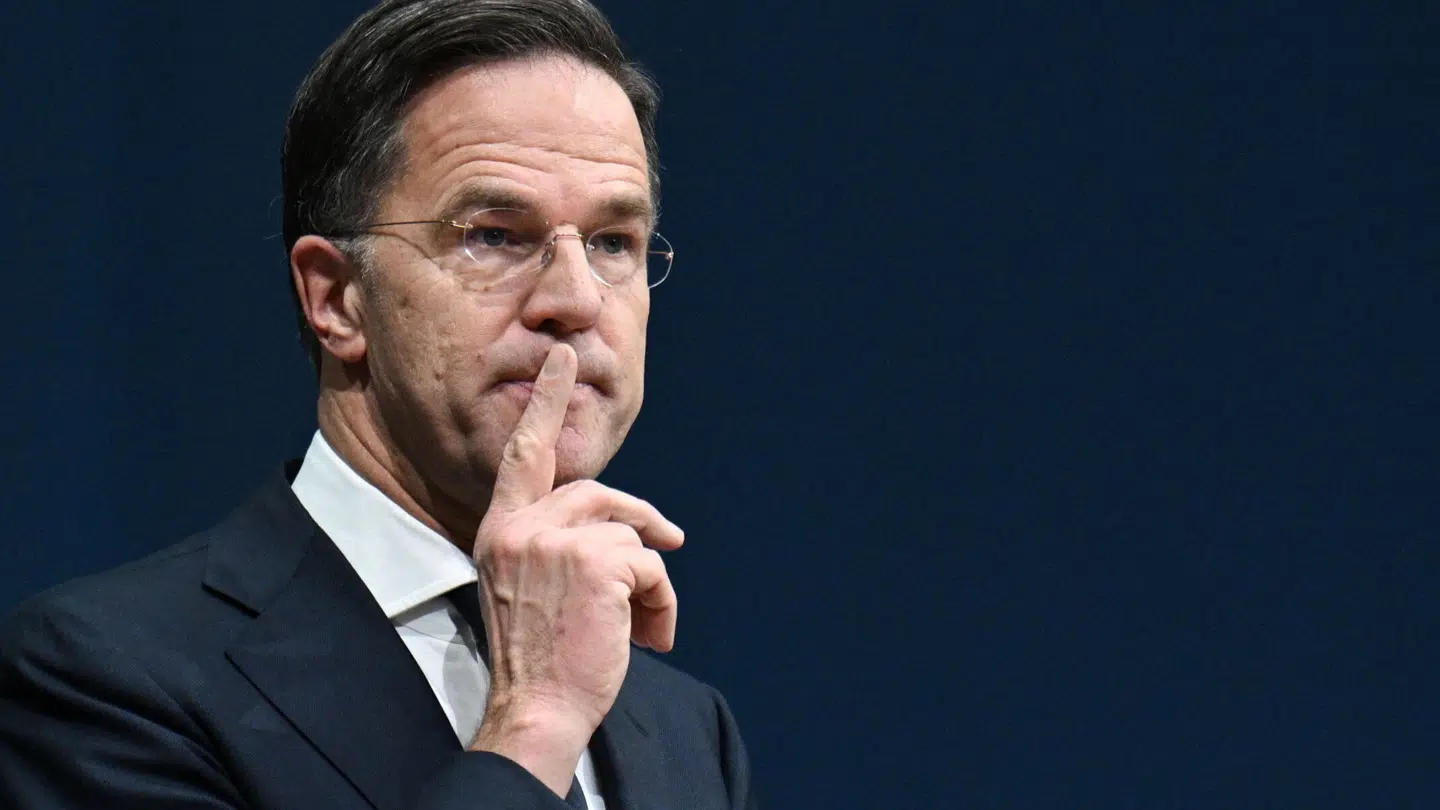 Her ses Natos generalsekretær, Mark Rutte, under sin tale i Berlin torsdag.