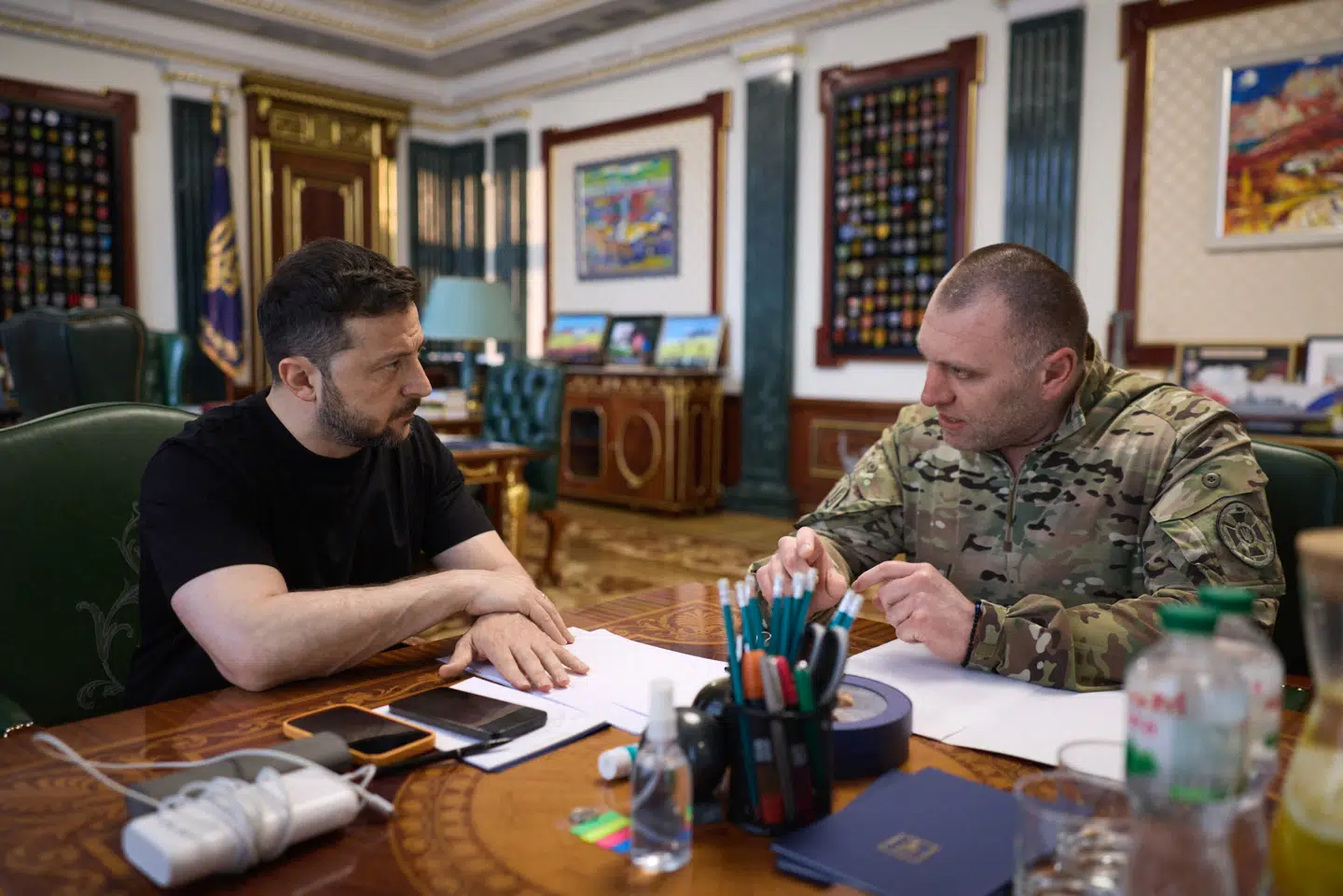 Arkivfoto af Ukraines præsident, Volodymyr Zelenskyj, og leder af den ukrainske sikkerhedstjeneste, general Vasyl Maliuk.