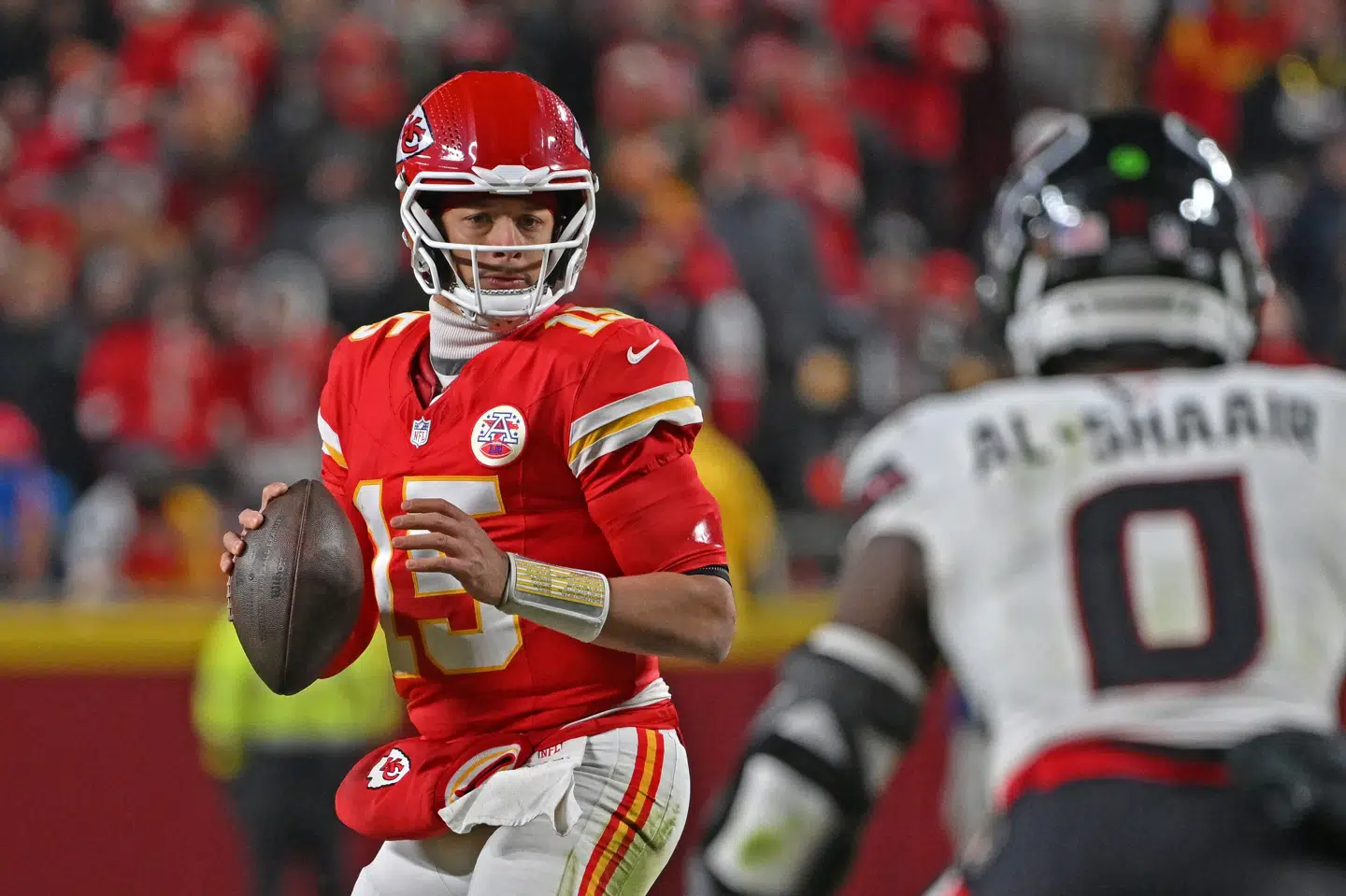 Før 2025 havde Patrick Mahomes spillet syv sæsoner i NFL som startende quarterback. I fem af dem kom han i Super Bowl.