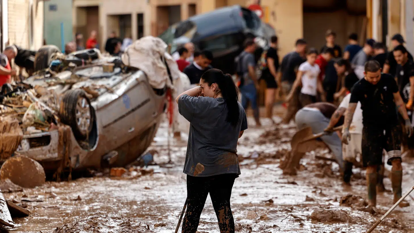 Sådan så der ud i Valencia-forstaden Paiporta efter det ekstreme regnvejr i oktober 2024, som skabte voldsomme oversvømmelser, der kostede 225 menneskeliv.