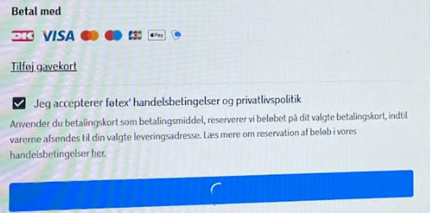 Da Dorte Christensen skulle betale på Føtex' hjemmeside, blev den ved med at loade. Pludseligt stod der udsolgt.