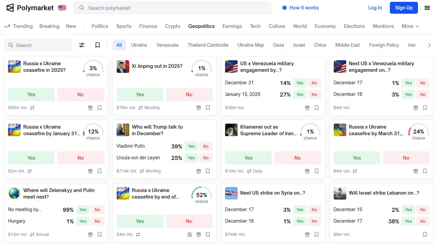 Spillefugle kan gamble på utallige væddemål om krig, død og ødelæggelse.