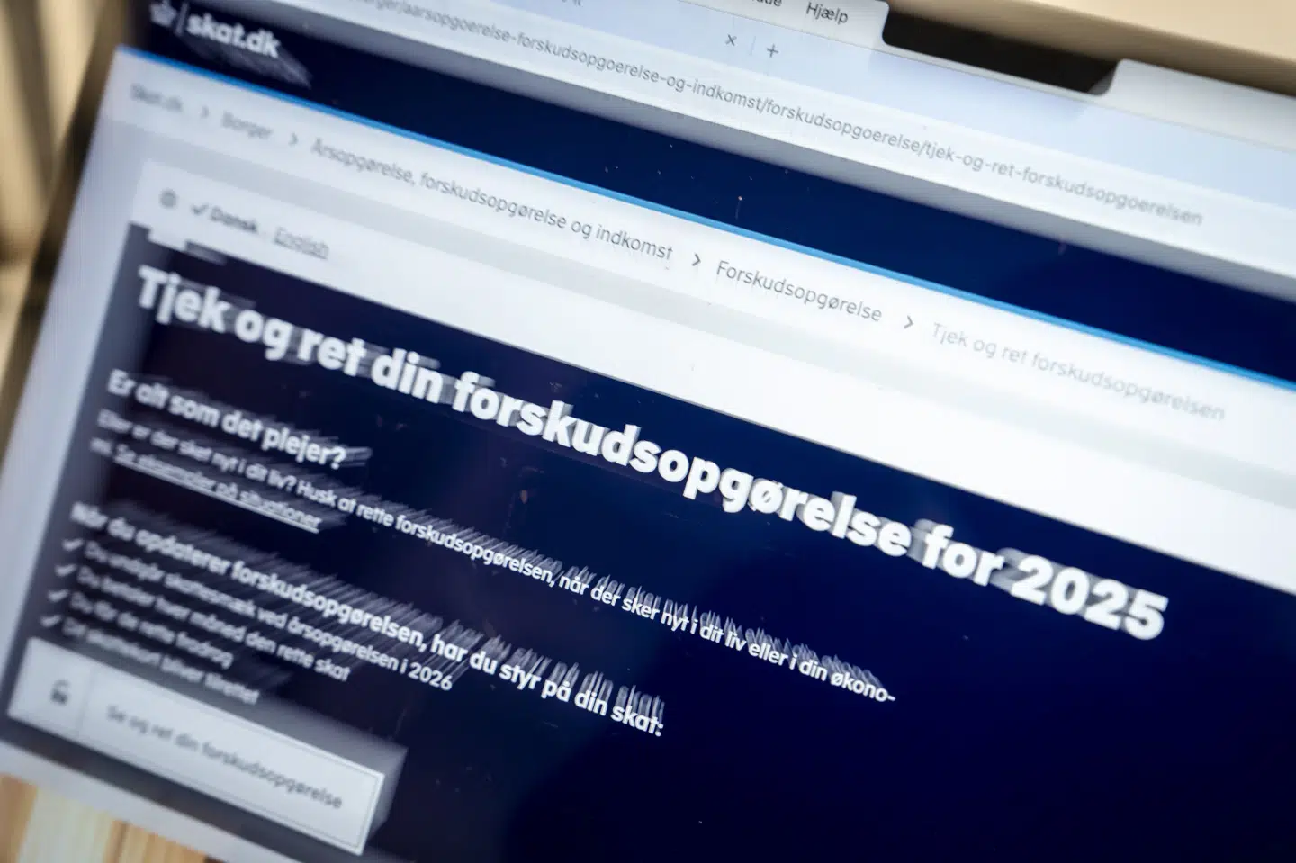 Hvert år i november frigives danskernes forskudsopgørelse for året efter. Men i år er der sket en fejl i stor gruppe boligejeres forskudsopgørelse. (Arkivfoto).