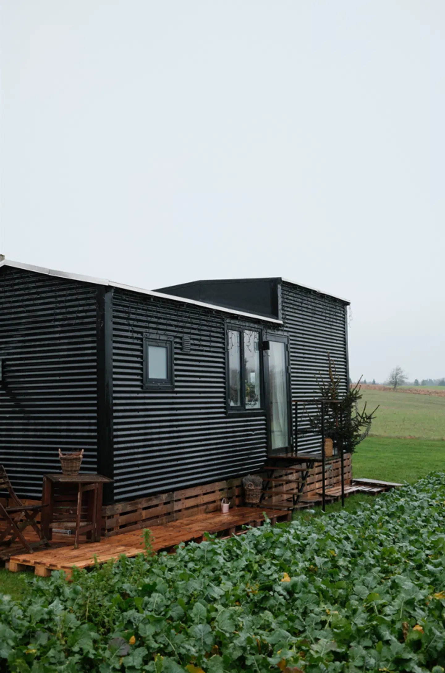 Sådan ser familiens tinyhouse på 30 kvadratmeter ud udefra.