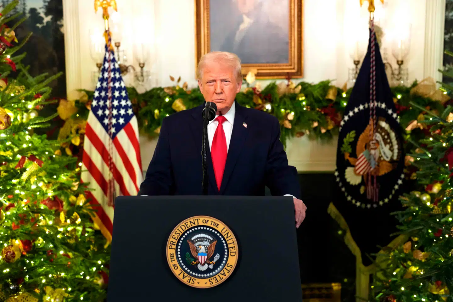 Donald Trump har vakt stor opstandelse blandt sine modstandere over nye dekorationer i Det Hvide Hus.