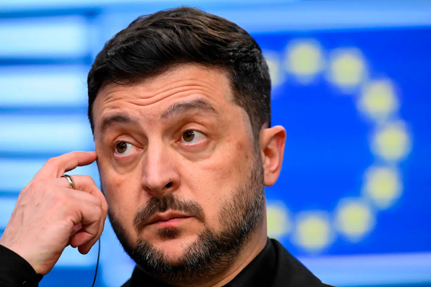 Den ukrainske præsident, Volodymyr Zelenskyj, under et pressemøde i Bruxelles 18. december 2025.