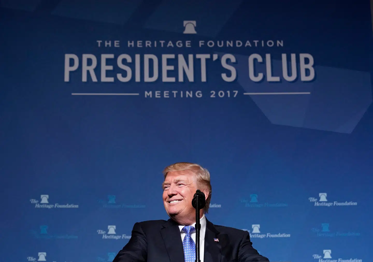 Donald Trump har i årevis haft en forbindelse til The Heritage Foundation, der står bag 'Project 2025'. Her taler han ved en konference arrangeret af organisationen i 2017.