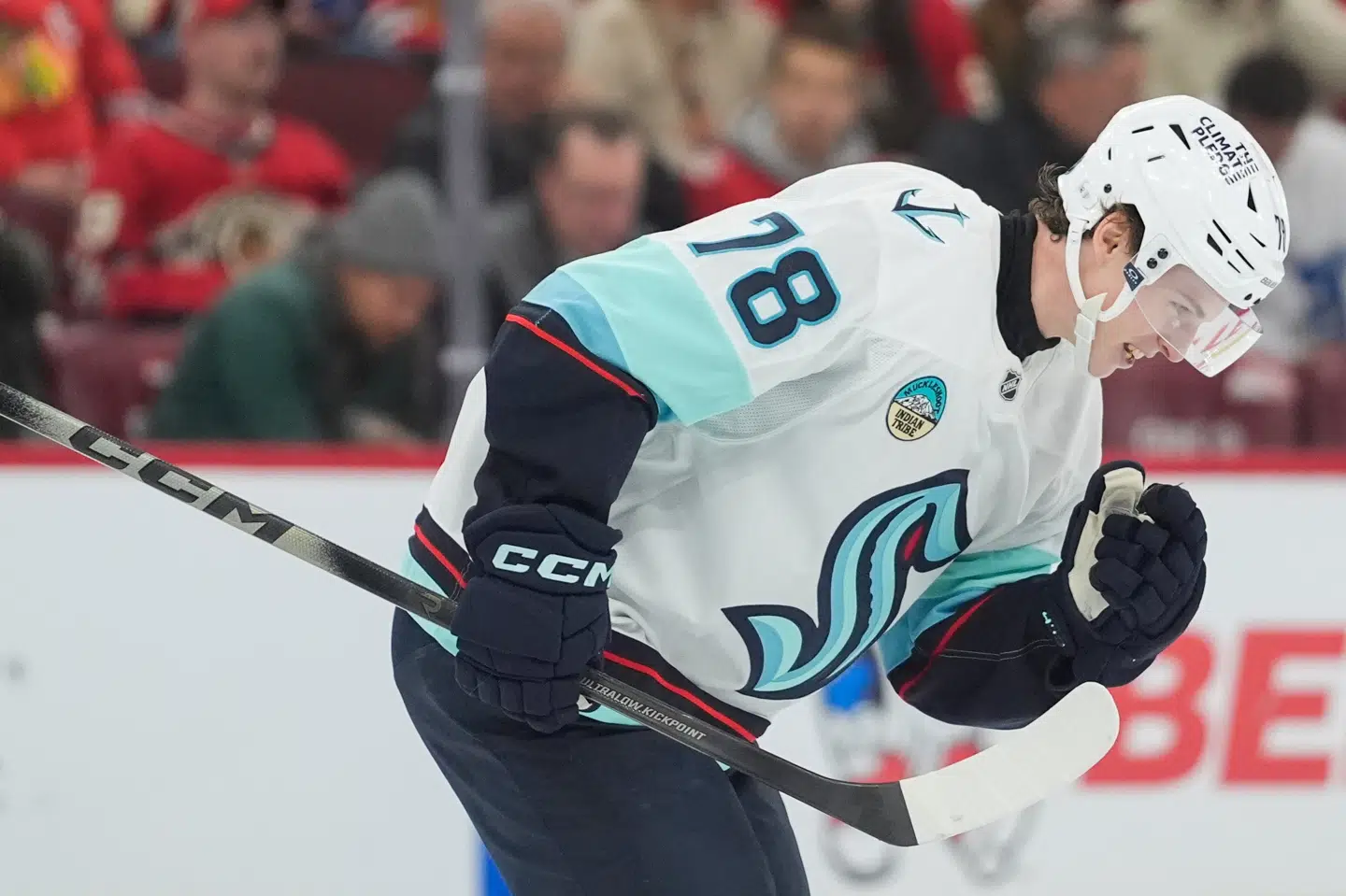 Oscar Fisker Mølgaard er i gang med sin første sæson i nordamerikansk ishockey. Han har allerede fået NHL-debut for Seattle Kraken, men optræder primært for organisationens udviklingshold, Coachella Valley Firebirds. (Arkivfoto).