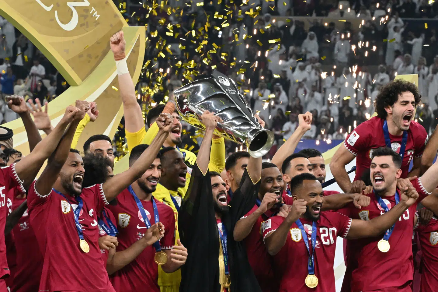 I fremtiden kan de asiatiske nationer se frem til flere landsholdsturneringer. Her jubler Qatar over holdets sejr i Asian Cup i 2023. (Arkivfoto).