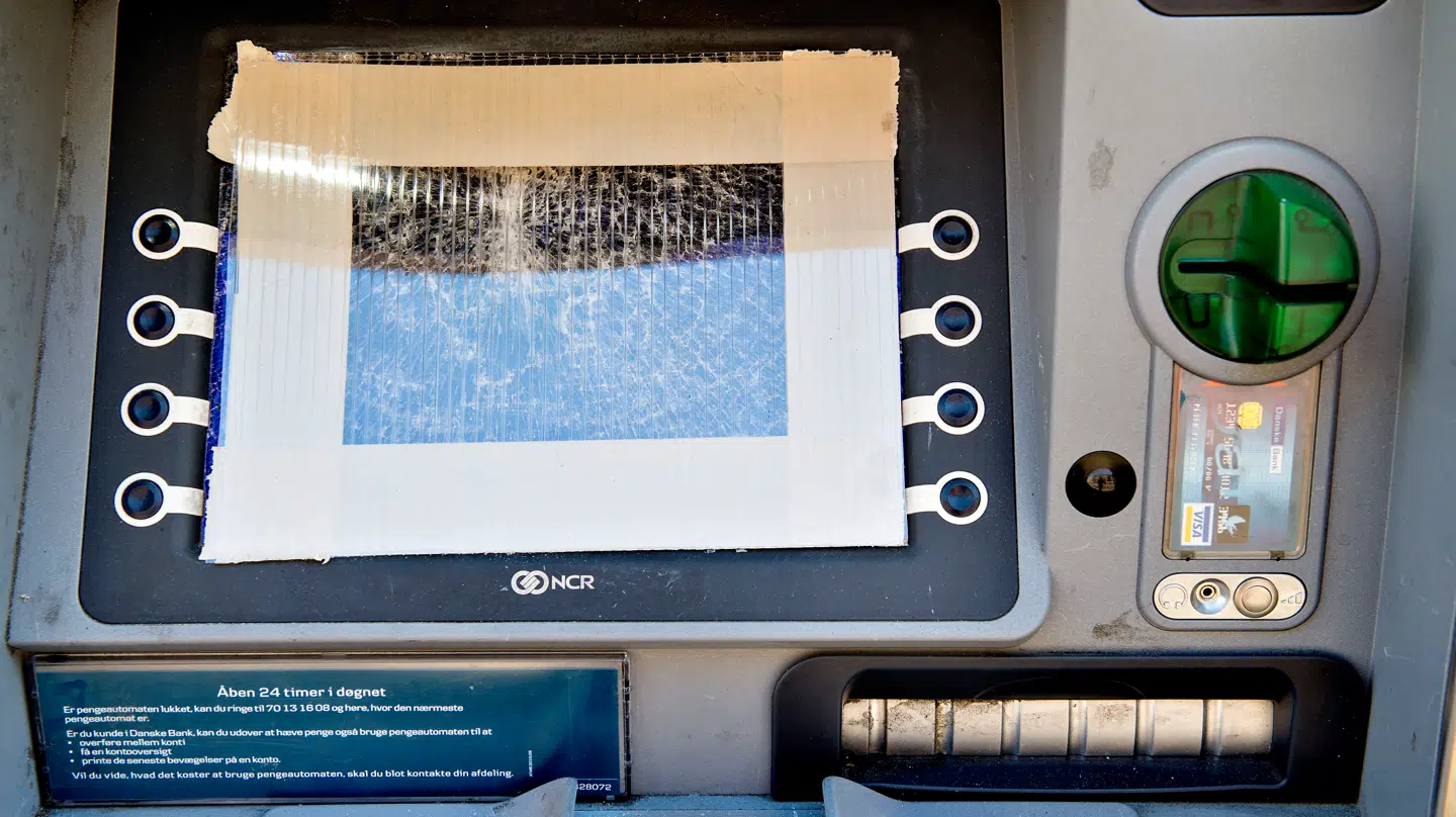 Arkivfoto af hærværk mod en hæveautomat på Nørrebro i København.