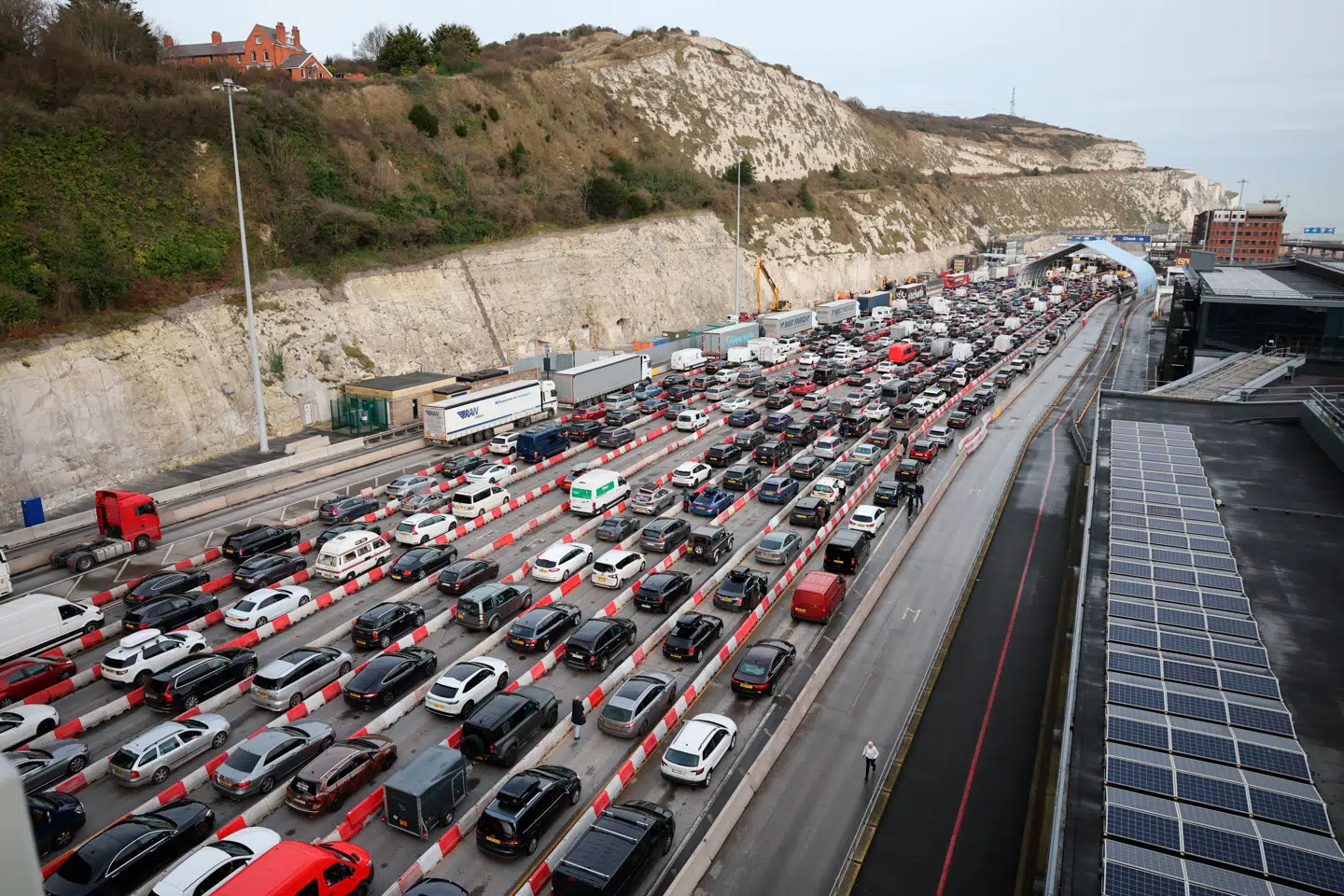 Der var heftige køer ved færgen til Frankrig i Dover i England i weekenden.
