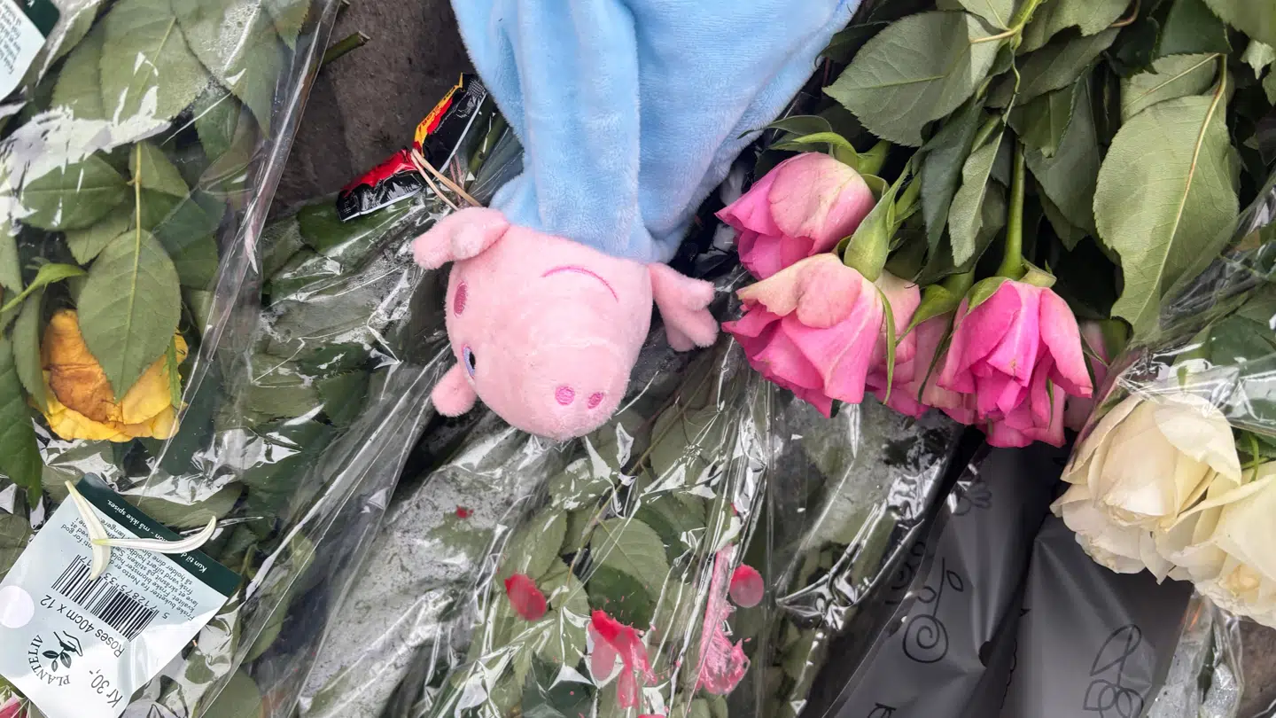 På billedet ses den toårige drengs egne ting. Gurli Gris-bamsen var han glad for, siger en nabo.