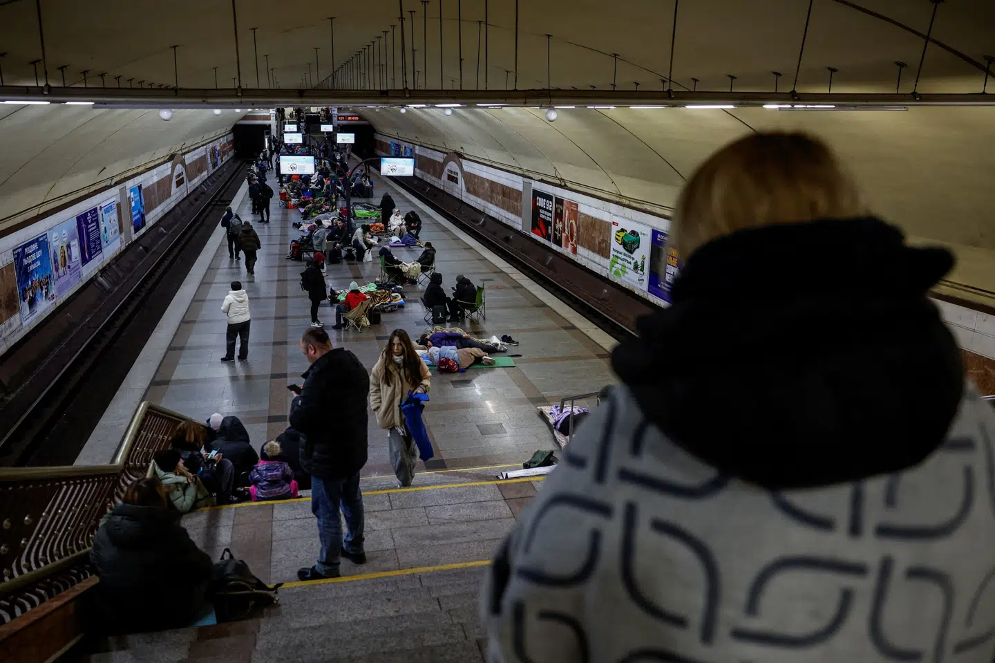 Indbyggere i Kyiv søger blandt andet mod underjordiske metrostationer, når den ukrainske hovedstad er under russiske luftangreb. (Arkivfoto).