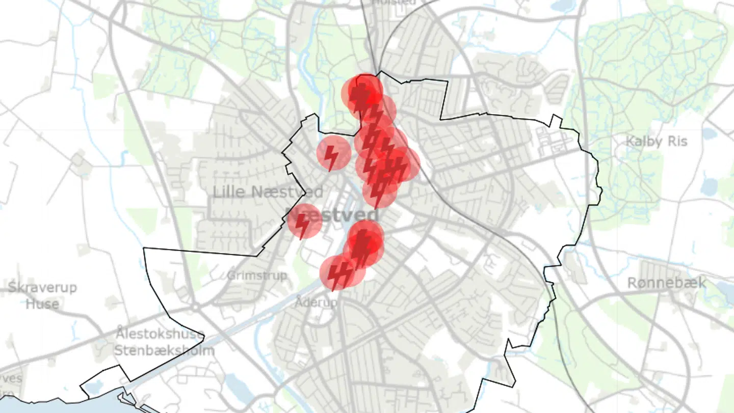 Torsdag aften er flere Cerius-kunder i Næstved ramt af strømafbrydelser.