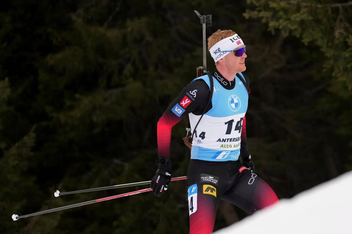 Norske Sivert Bakken, her under en konkurrence i Italien, var iført en højdetræningsmaske, da han blev fundet død på et hotelværelse. (Arkivfoto).