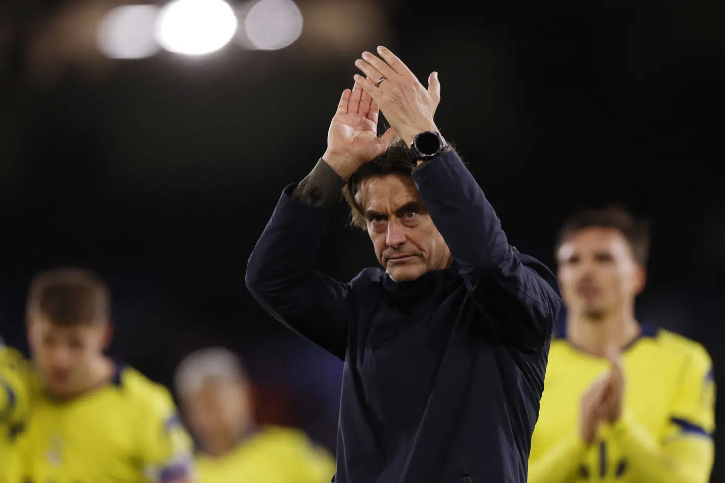 Thomas Frank takker Tottenhams fans efter søndagens udesejr over Crystal Palace i Premier League.