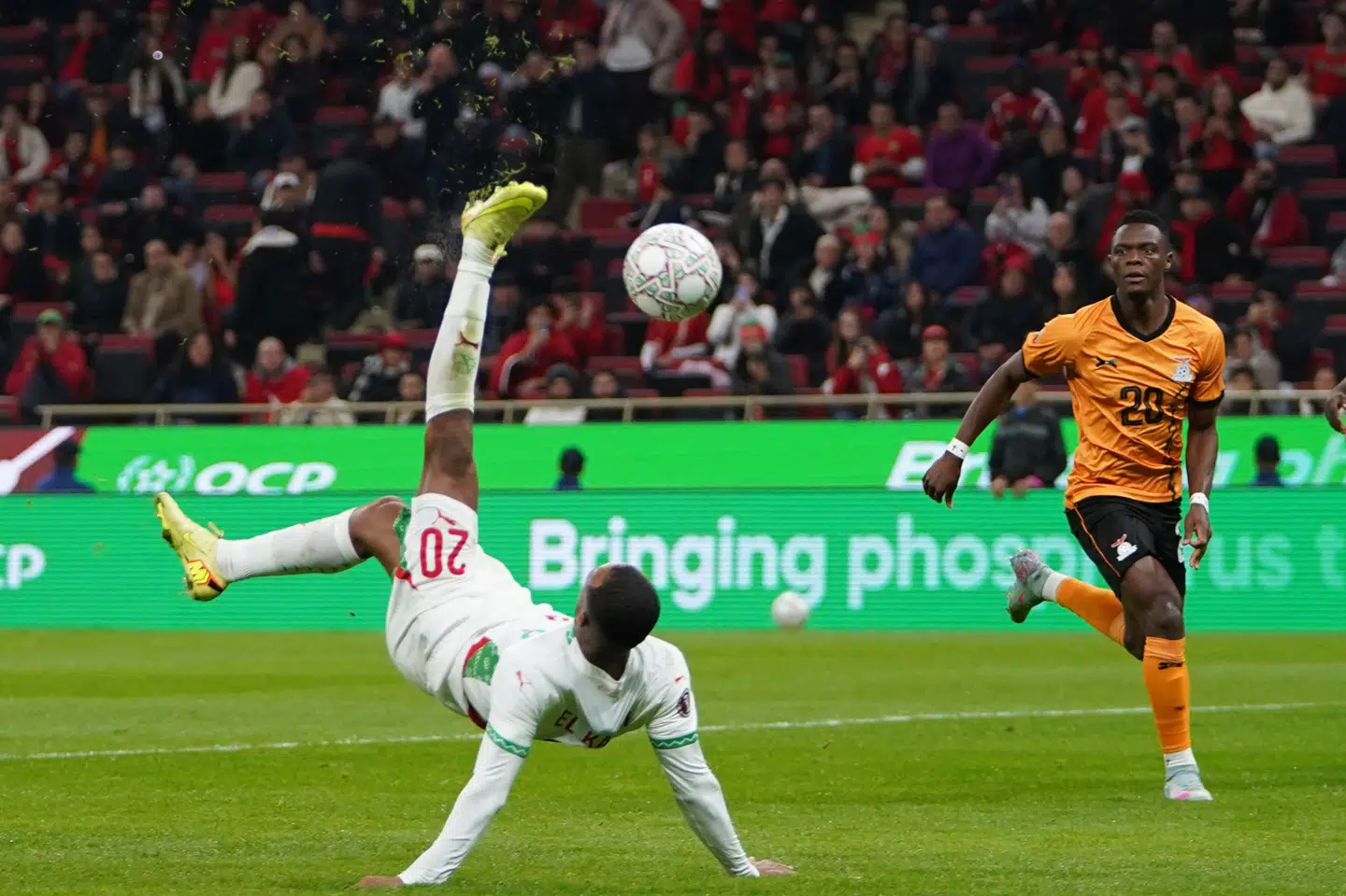 Ayoub El Kaabi scorede for anden gang på saksespark i Africa Cup of Nations, da Marokko slog Zambia.