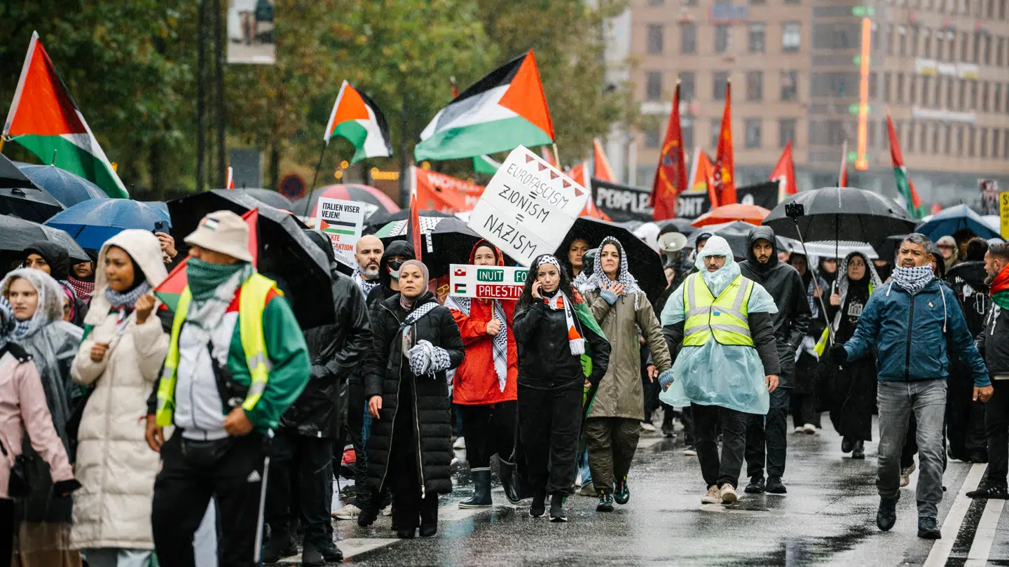 Arkivfoto. Alle På Gaden For Et Frit Palæstina-initiativet holder demonstration i København lørdag den 4. oktober 2025. (Foto: Emil Nicolai Helms/Scanpix 2025)