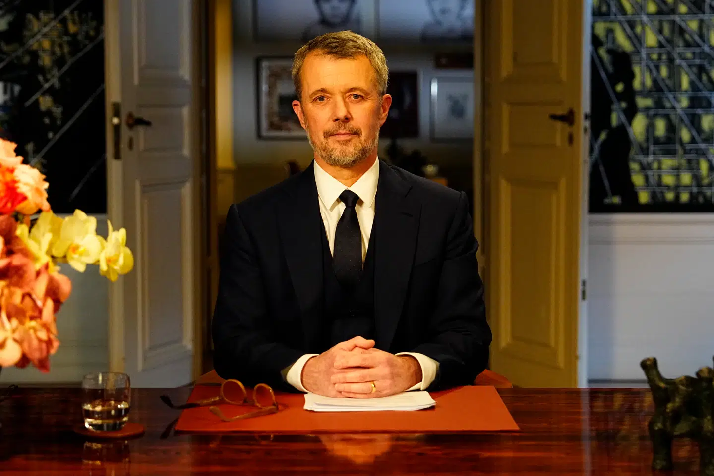 Kong Frederik X holder nytårstale fra Frederik VIII's Palæ, Amalienborg, København, onsdag den 31. december 2025.