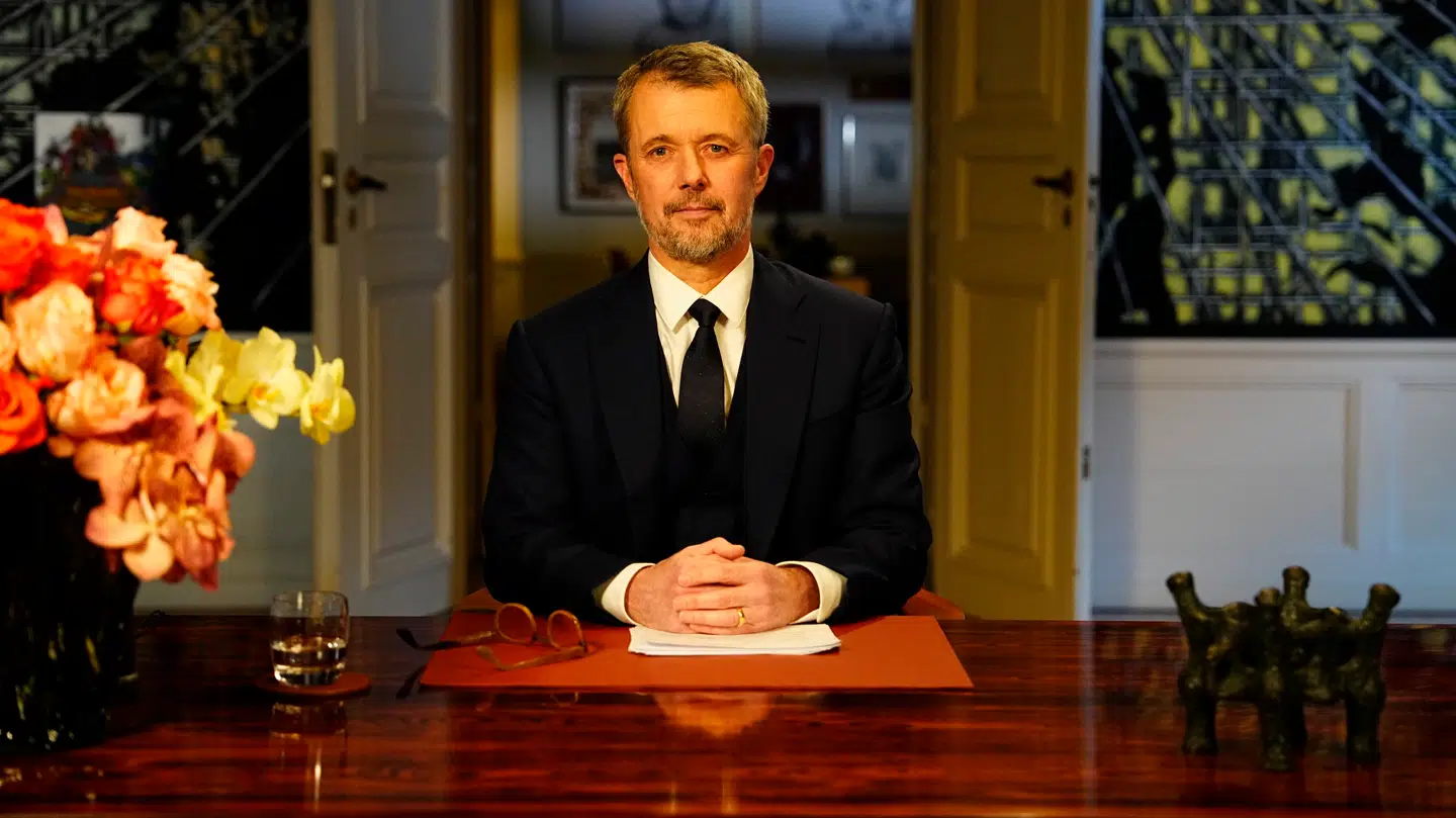 Kong Frederik X holder nytårstale fra Frederik VIII's Palæ, Amalienborg, København, onsdag den 31. december 2025.