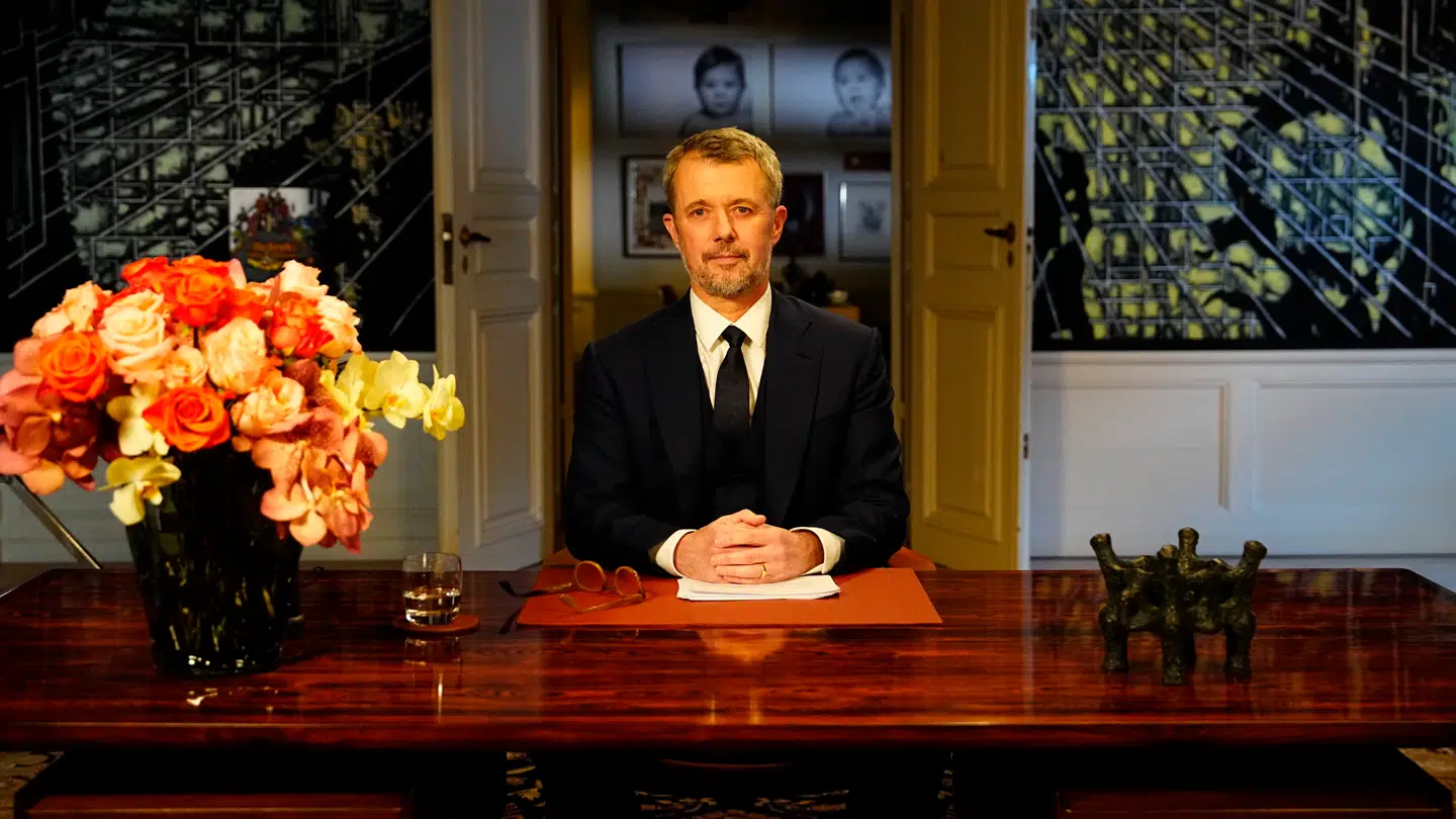 Kong Frederik X holder nytårstale fra Frederik VIII's Palæ, Amalienborg, København, onsdag den 31. december 2025.