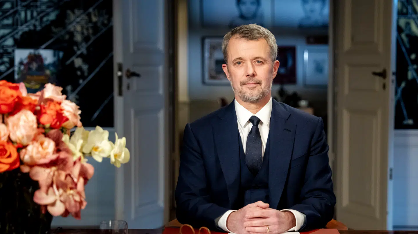 Kong Frederik X holder nytårstale fra Frederik VIII's Palæ,.