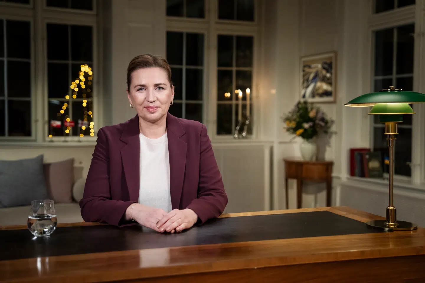Statsminister Mette Frederiksen (S) holdt sin nytårstale på Marienborg i Kongens Lyngby.