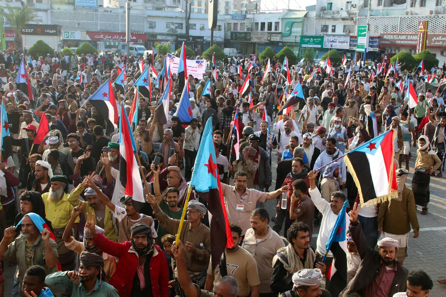 Støttere af separatistbevægelsen STC i Aden, Yemen, den 1. januar.
