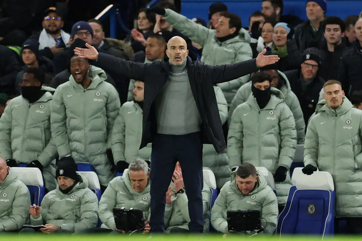 Enzo Maresca under sin sidste kamp som Chelsea-træner. Premier League-opgøret mod Bournemouth den 30. december endte 2-2. (Arkivfoto).