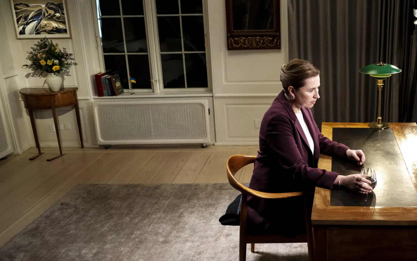 Det er ikke tilfældigt, hvilke bøger der står placeret bag statsministeren. Foto: Mads Claus Rasmussen, Scanpix