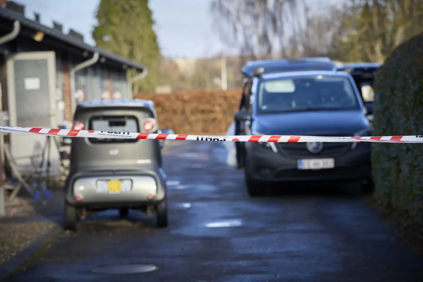 Fyns Politi arbejdede 31. december 2025 på Sandalsvej i Svendborg, hvor de efterforskede drabet på en 77-årig mand. (Arkivfoto).