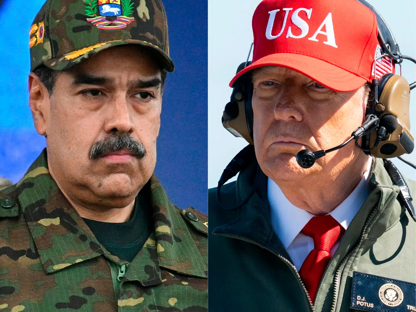 Venezuelas præsident Nicolás Maduro (t.v.) og den amerikanske præsident Donald Trump har været på kollisionskurs i flere måneder.