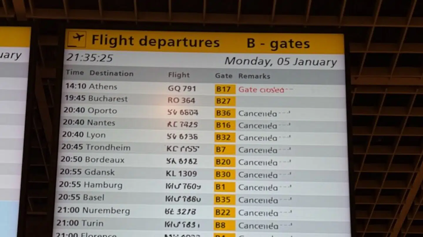 Afgangstavlen viser massive flyaflysninger.