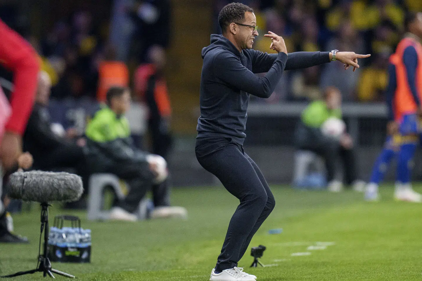 Liam Rosenior ses her på Brøndby Stadion i august, da Strasbourg sendte Brøndby ud af Conference League.