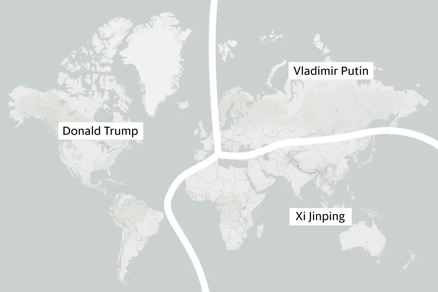 Når Jacob Kaarsbo tegner med løs hånd, inddeler han verden i disse tre interessesfærer.