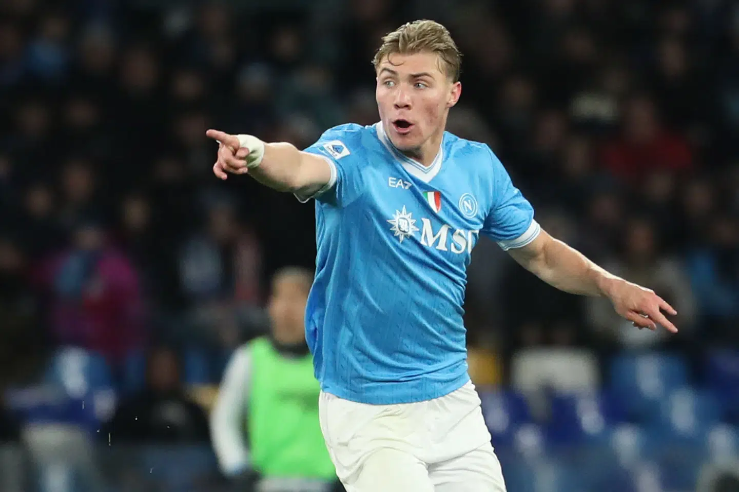 Napolis Rasmus Højlund i aktion mod Verona.