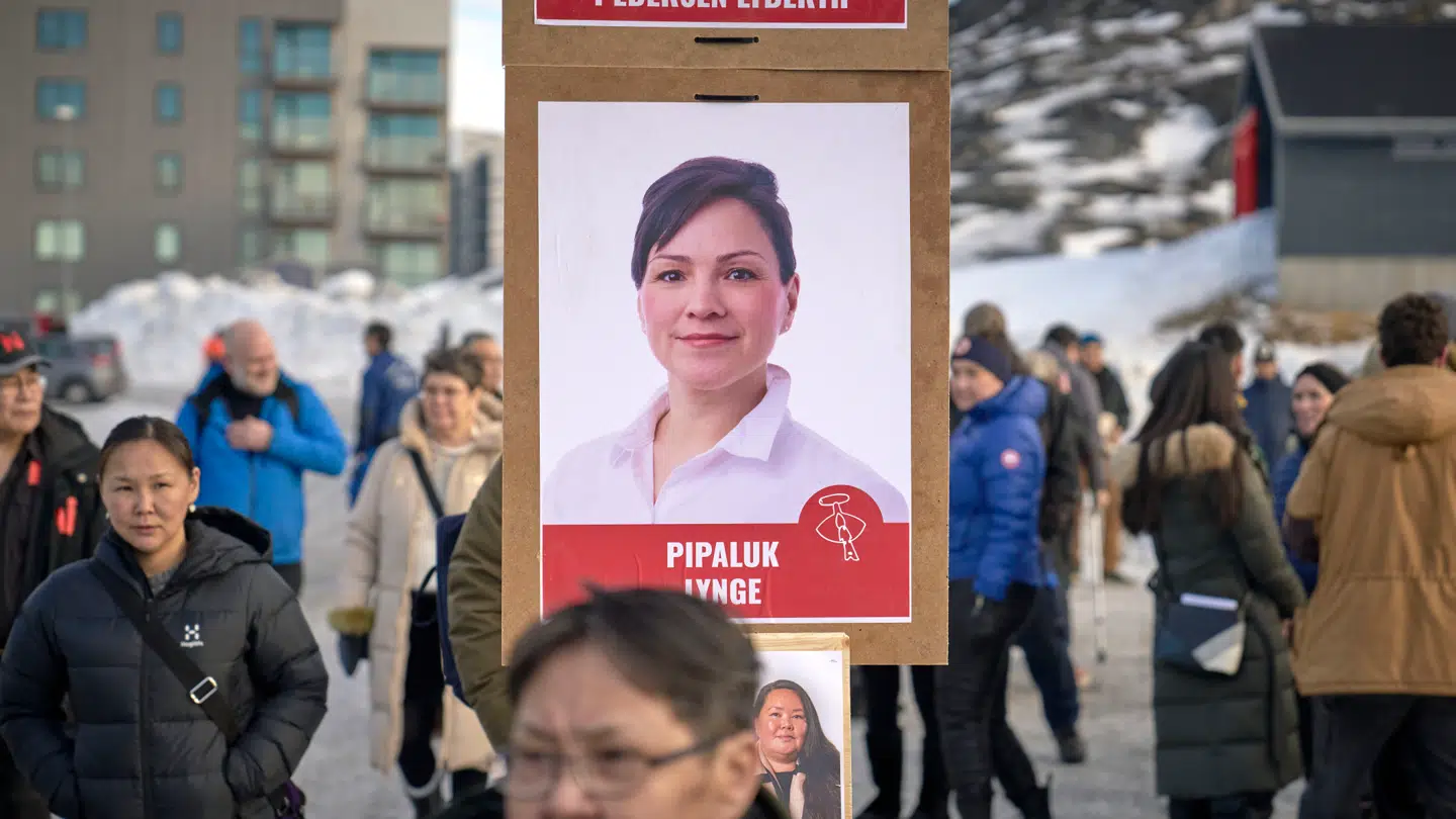 Pipaluk Lynge på hendes valgplakat.