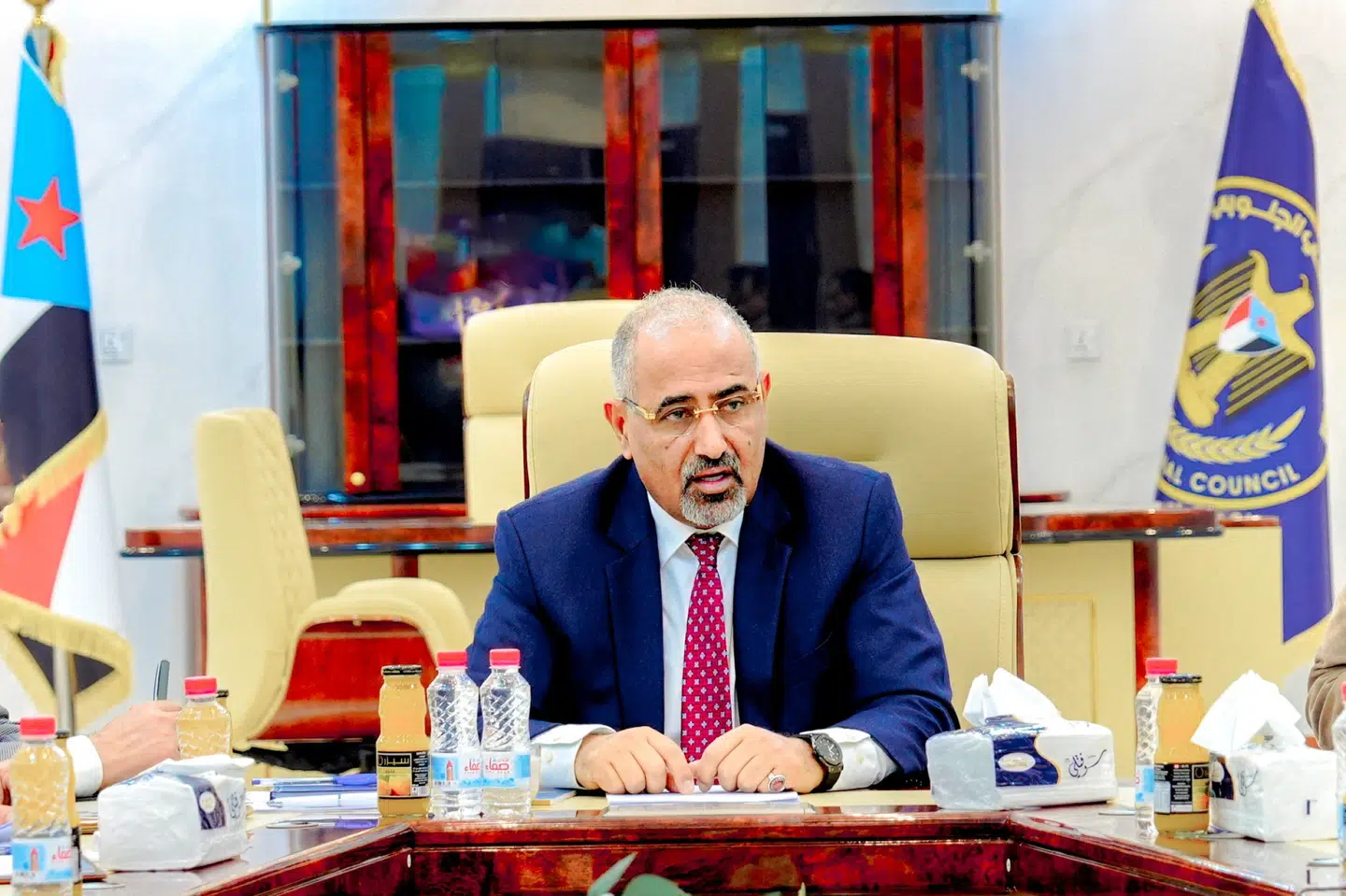 Aidarous al-Zubaidi, der leder separatistgruppen STC, er angiveligt flygtet til De Forenede Arabiske Emirater, der støtter gruppen. (Arkivfoto).