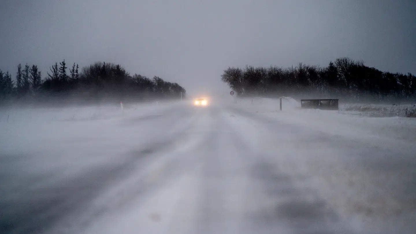 Arkivfoto af snefygning.