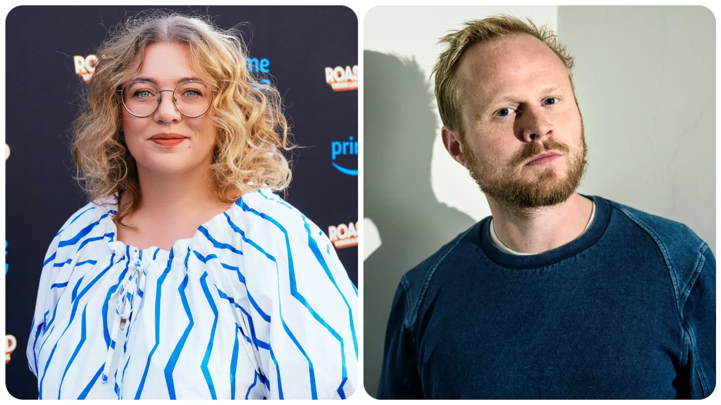 Komikerne Ane Høgsberg og Jonatan Spang lavede igennem flere år podcasten 'Voksenvenner' sammen, men afsluttede den i 2019. Deres venskab sluttede dog brat, da overgrebsanklagerne imod ham kom frem, fortæller Ane Høgsberg nu. Fotos: Ritzau Scanpix