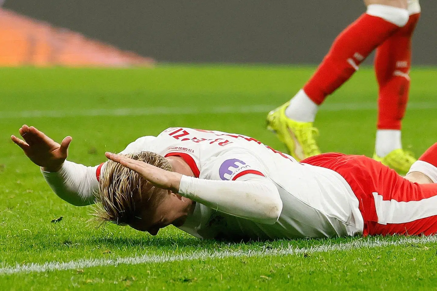 RB Leipzig og angriberen Conrad Harder kommer ikke til at spille fodbold lørdag i Bundesligaen på grund af snevejret i Tyskland. (Arkivfoto).