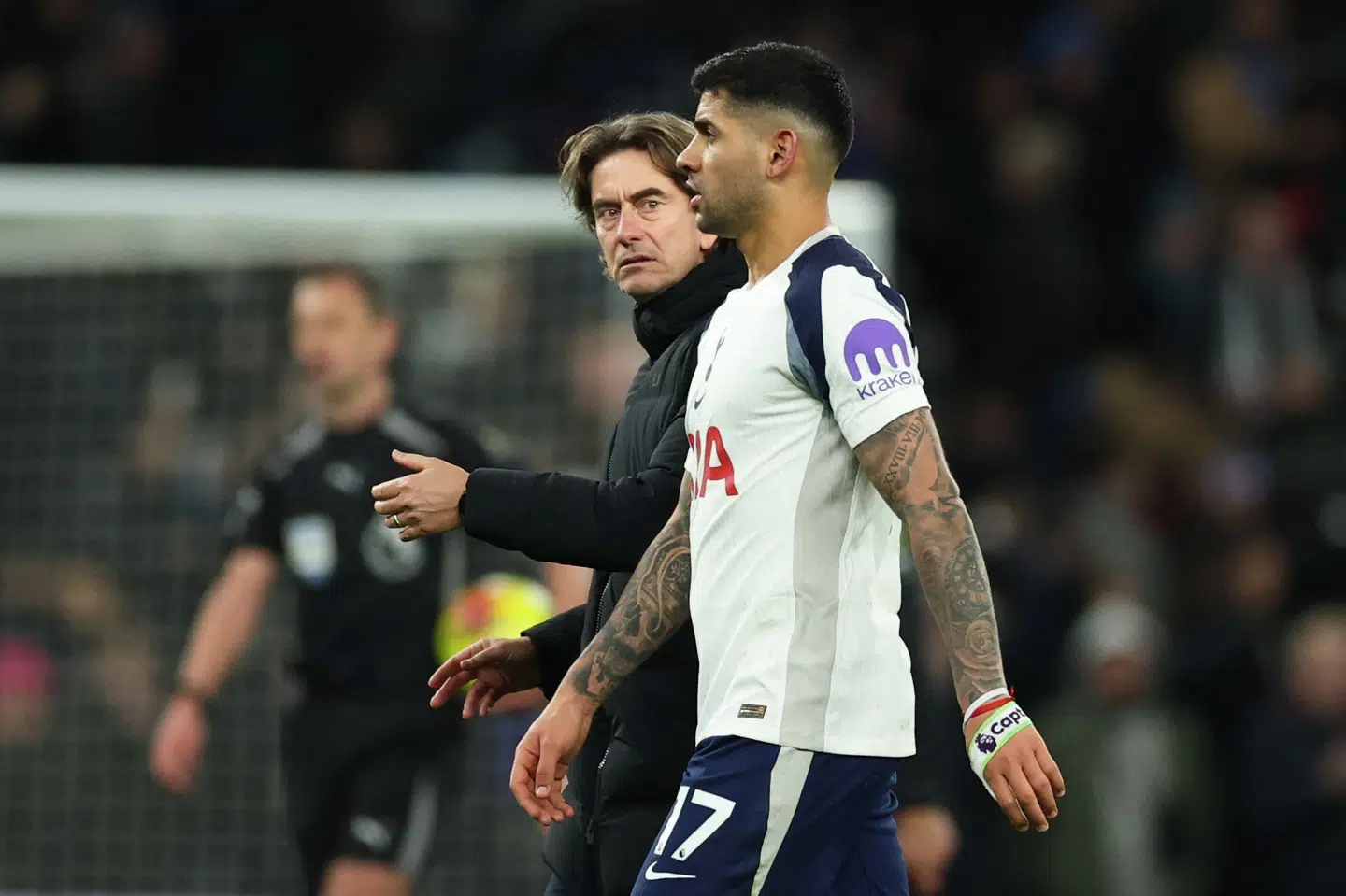 Thomas Frank må undvære sin anfører, Cristian Romero, længere end ventet, efter at han har fået forlænget sin karantæne. (Arkivfoto).