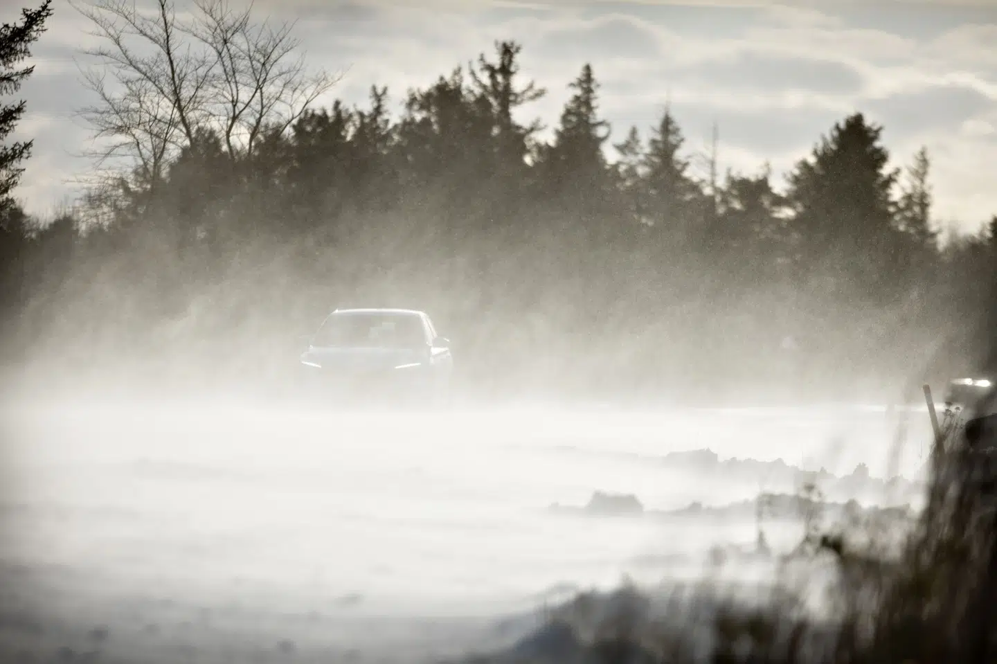 Kraftig snefygning ramte fredag Bornholm. (Arkivfoto).