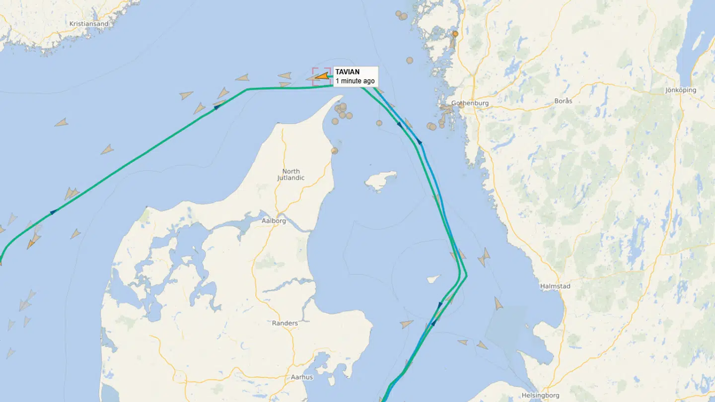 Skibets har mandag formiddag passeret Skagen.