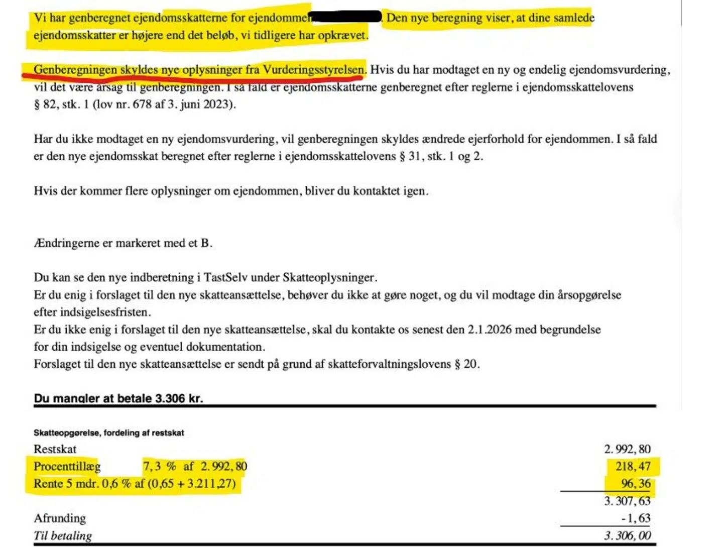 Udsnit af Bo Herolds genberegnede årsopgørelse for 2024.