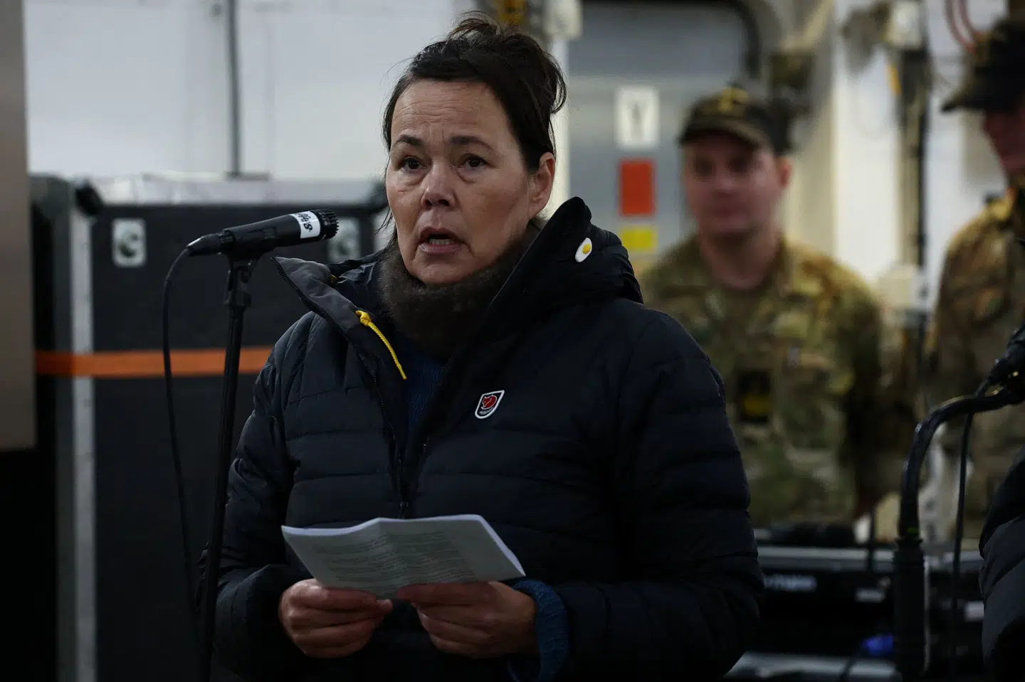 Grønlands minister for udenrigsanliggender, Vivian Motzfeldt, holdt i september sidste år tale på den danske fregat i grønlandske Nuuk. Tirsdag blev hun budt velkommen i Washington D.C. i USA, inden hun onsdag skal deltage i møde i Det Hvide Hus. (Arkivfoto).